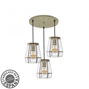 Distribuidor - Lâmpadas Diversas | Lâmpadas Modernas | PLAFON GUIA 3XE27 CUERO REGX42X42 CM Ref: 221093014